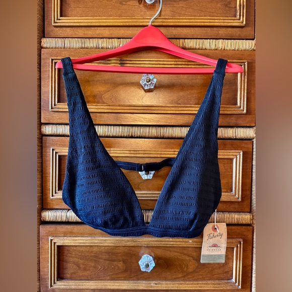 Faherty Rimini Black Triangle Bikini Top -NEW Size Medium - Picture 2 of 10